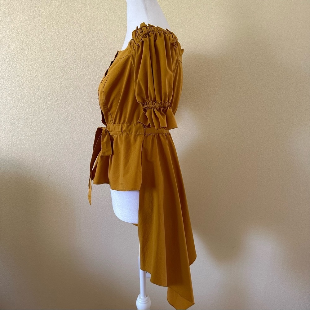 New York & Company 7th Avenue Design Studio High Low Blouse Gold Size XS - Picture 4 of 9
